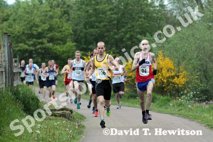 Brendan McMillan (Jarrow) 106 and Philip Sanderson lead the George Ogle Memorial Race, Rowlands Gill.